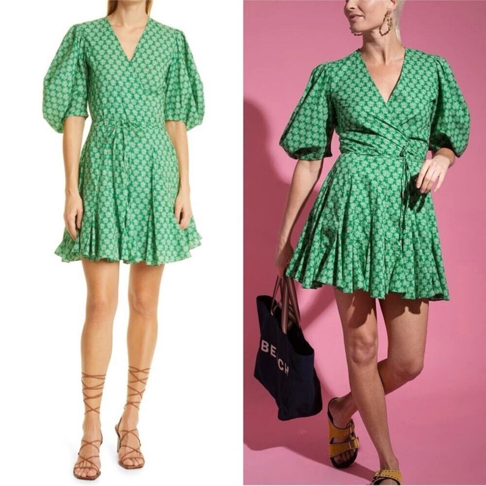 RHODE Claudine Floral Cotton Wrap Dress